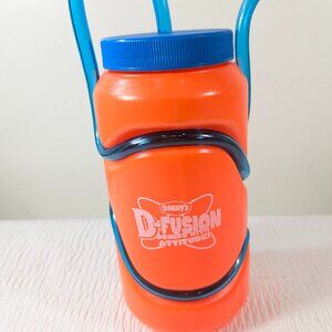Denny’s Restaurant D-Fusion drinks with attitude cup orange blue Krazy Straw